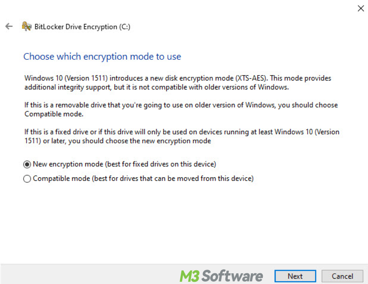 Choose which encryption mode to use